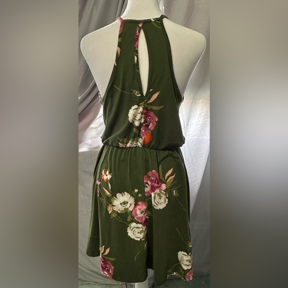 French Grey Floral Halter Mini Dress - Picture 4 of 4